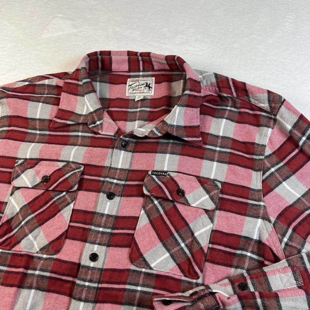 Tecovas Shirt Mens XL Red‎ Plaid Flannel Long Sleeve Western Button Up Casual